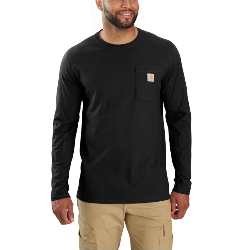 Carhartt  Black Carhartt Force® Relaxed Fit Long-Sleeve Pocket T-Shirt