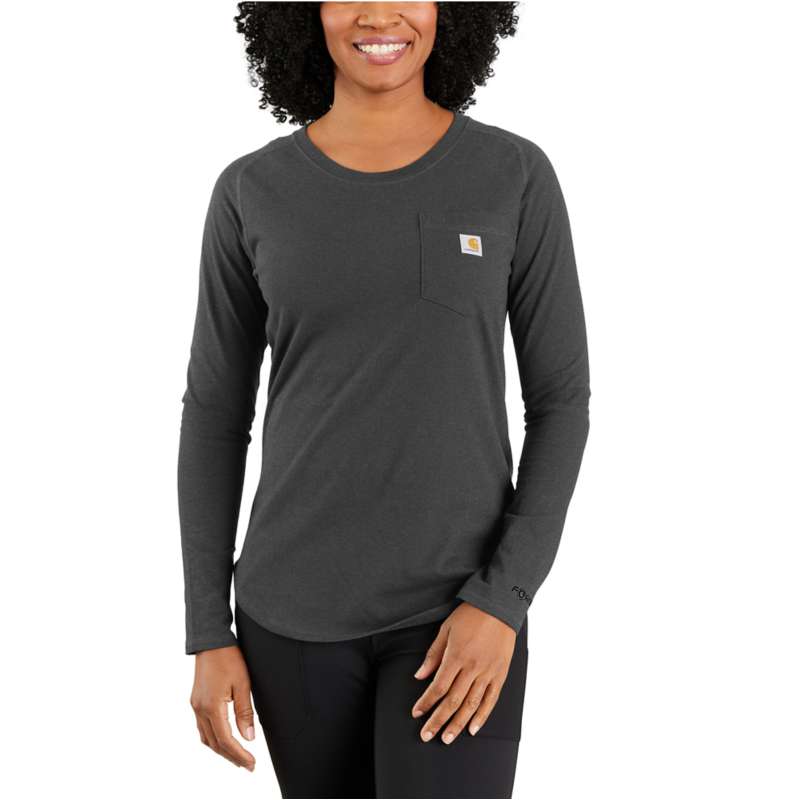 Carhartt  Carbon Heather Women's Carhartt Force® Relaxed Fit Midweight Long-Sleeve Pocket T-Shirt