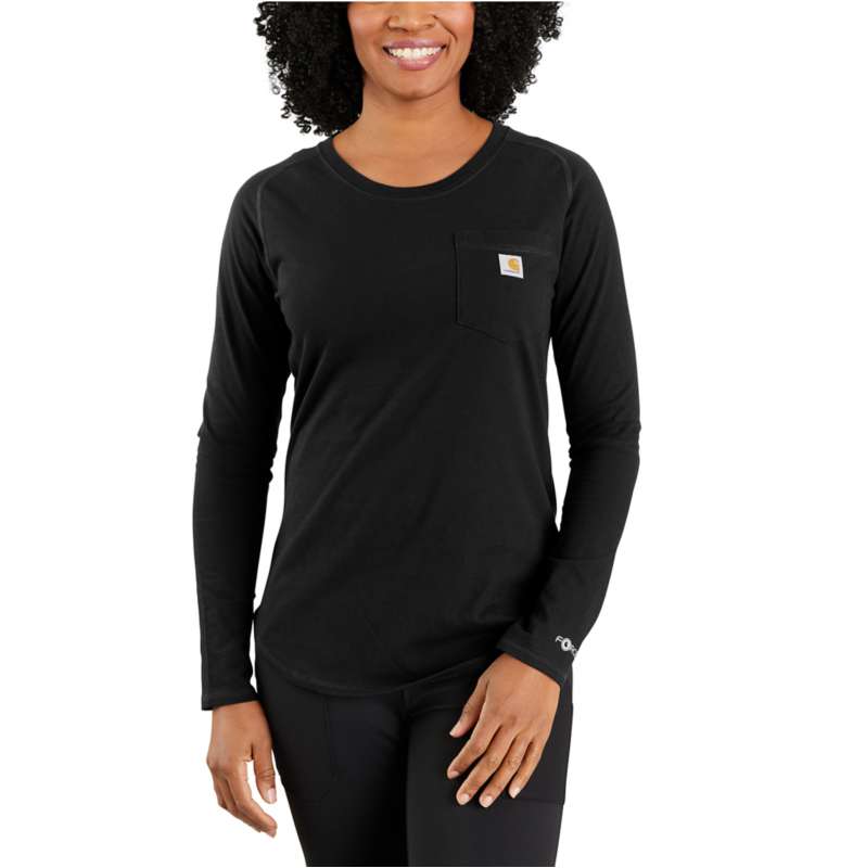 Carhartt  Black Women's Carhartt Force® Relaxed Fit Midweight Long-Sleeve Pocket T-Shirt