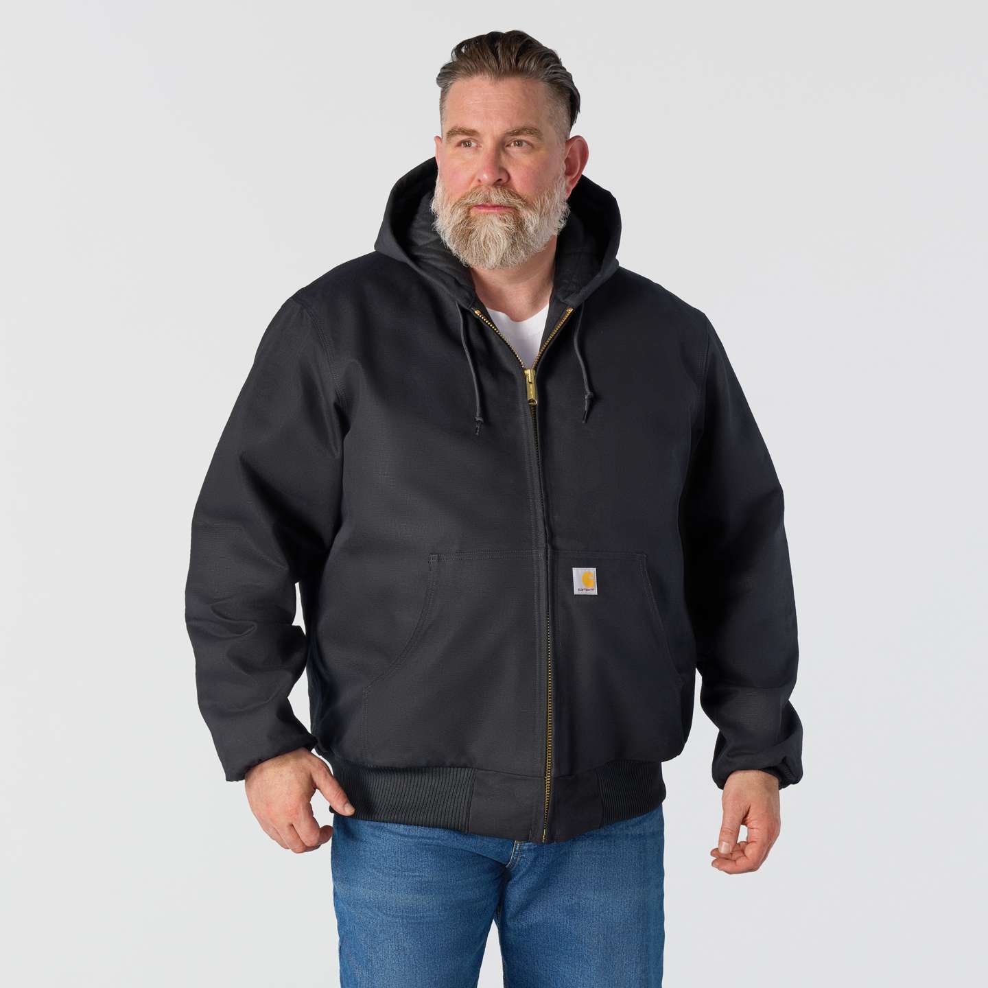 Мужская куртка Carhartt Iconic J140 Firm Duck Active Jac, цвет: Чёрный — фото 2