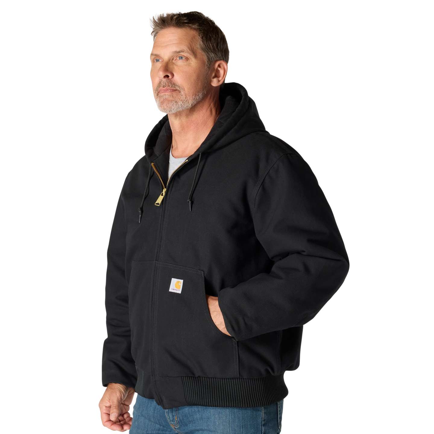 Мужская куртка Carhartt Iconic J140 Firm Duck Active Jac, цвет: Чёрный — фото 6