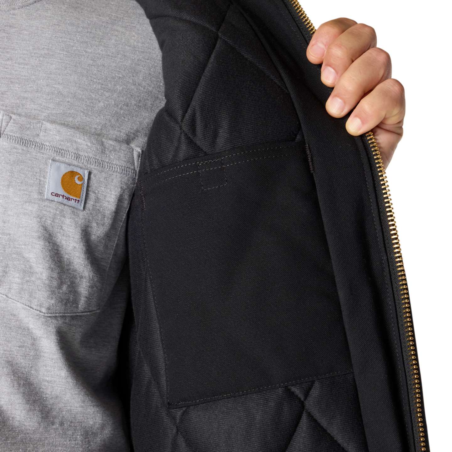Мужская куртка Carhartt Iconic J140 Firm Duck Active Jac, цвет: Чёрный — фото 4