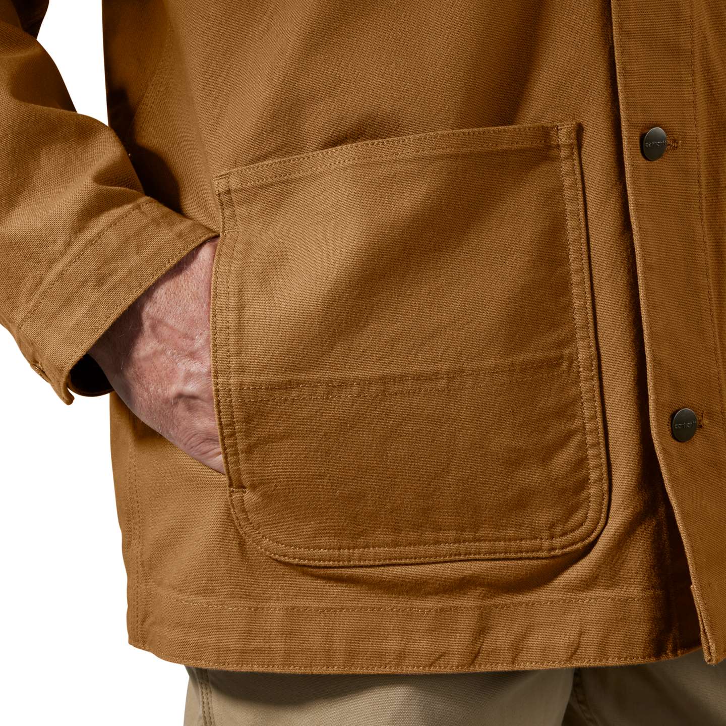 Мужское пальто Carhartt Rugged Flex® Duck Loose Fit Chore Coat - 1 Warm Rating, цвет: Коричневый — фото 4