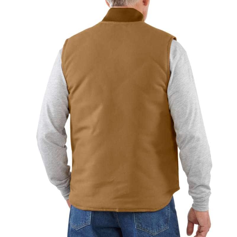 Men's Mock-Neck Sherpa-Lined Vest - Loose Fit - Washed Duck
