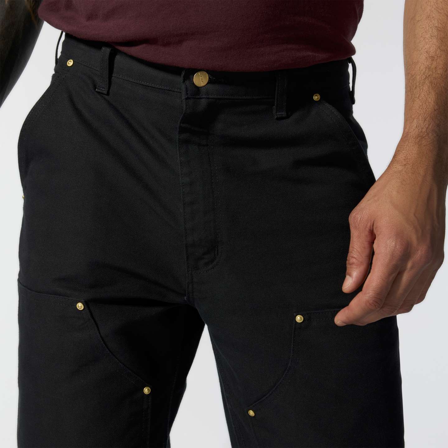 Мужские брюки Carhartt Iconic B01 Firm Duck Double-Front Dungaree, цвет: Чёрный — фото 3