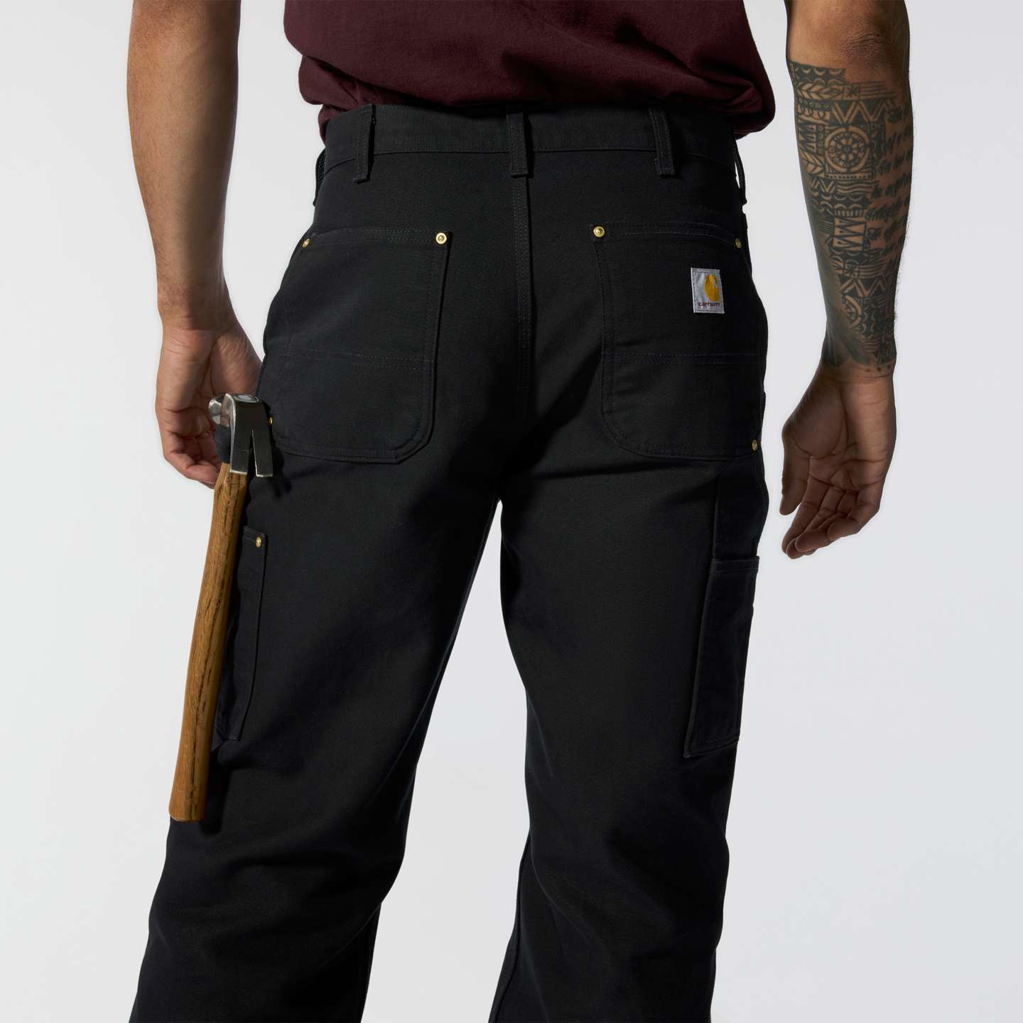 Мужские брюки Carhartt Iconic B01 Firm Duck Double-Front Dungaree, цвет: Чёрный — фото 2