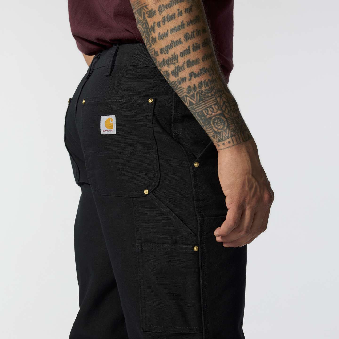 Мужские брюки Carhartt Iconic B01 Firm Duck Double-Front Dungaree, цвет: Чёрный — фото 6