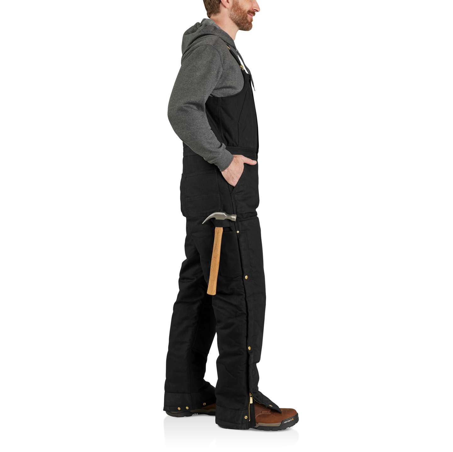 Мужской полукомбинезон Carhartt Firm Duck Biberall, цвет: Чёрный — фото 3