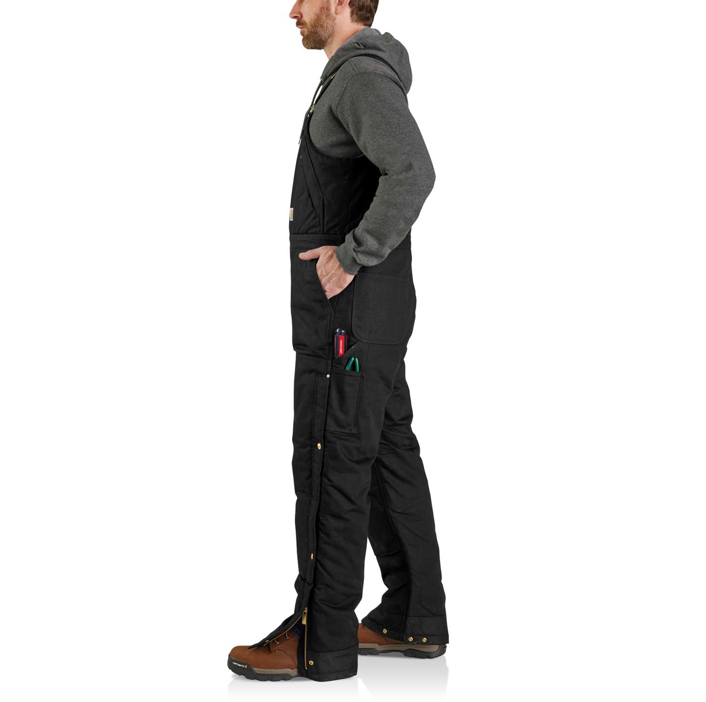 Мужской полукомбинезон Carhartt Firm Duck Biberall, цвет: Чёрный — фото 4