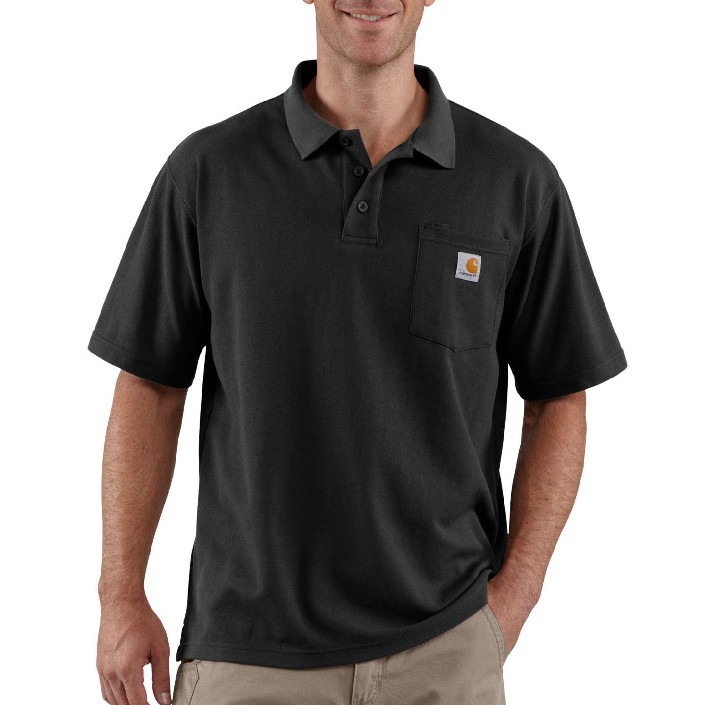 Мужское поло Carhartt Loose Polo, цвет: Чёрный — фото 1