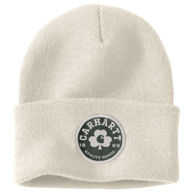 Carhartt  Winter White Knit Shamrock Patch Beanie