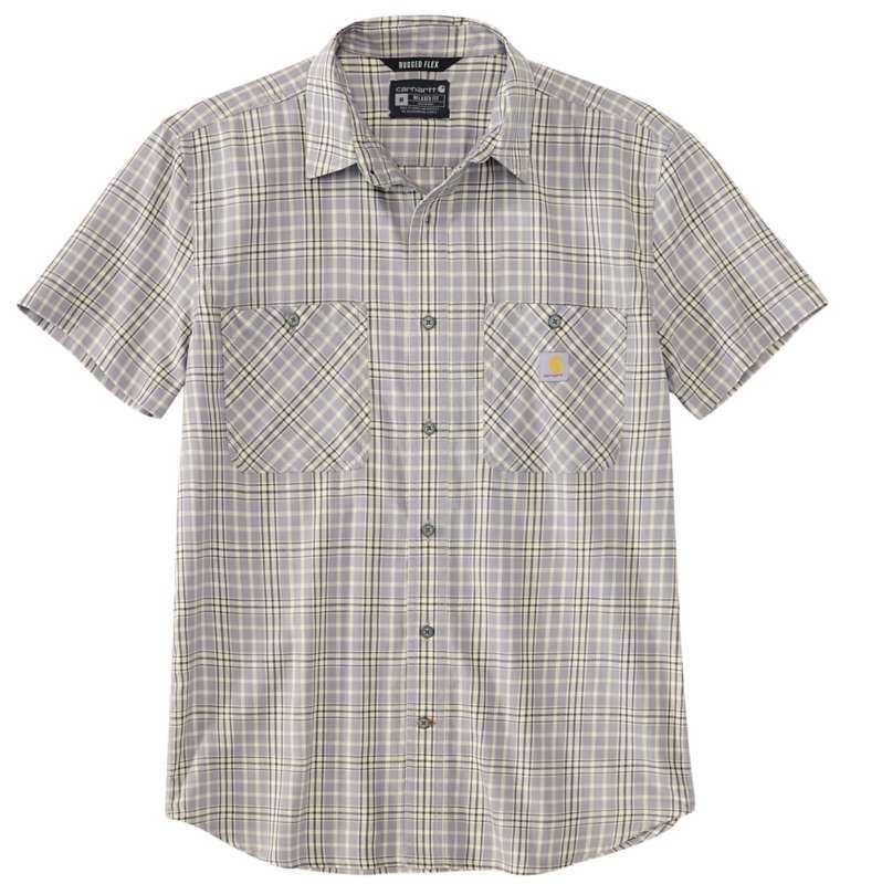 Carhartt  Carhartt Gray Rugged Flex™ Relaxed Fit Lightweight Short-Sleeve Plaid Shirt
