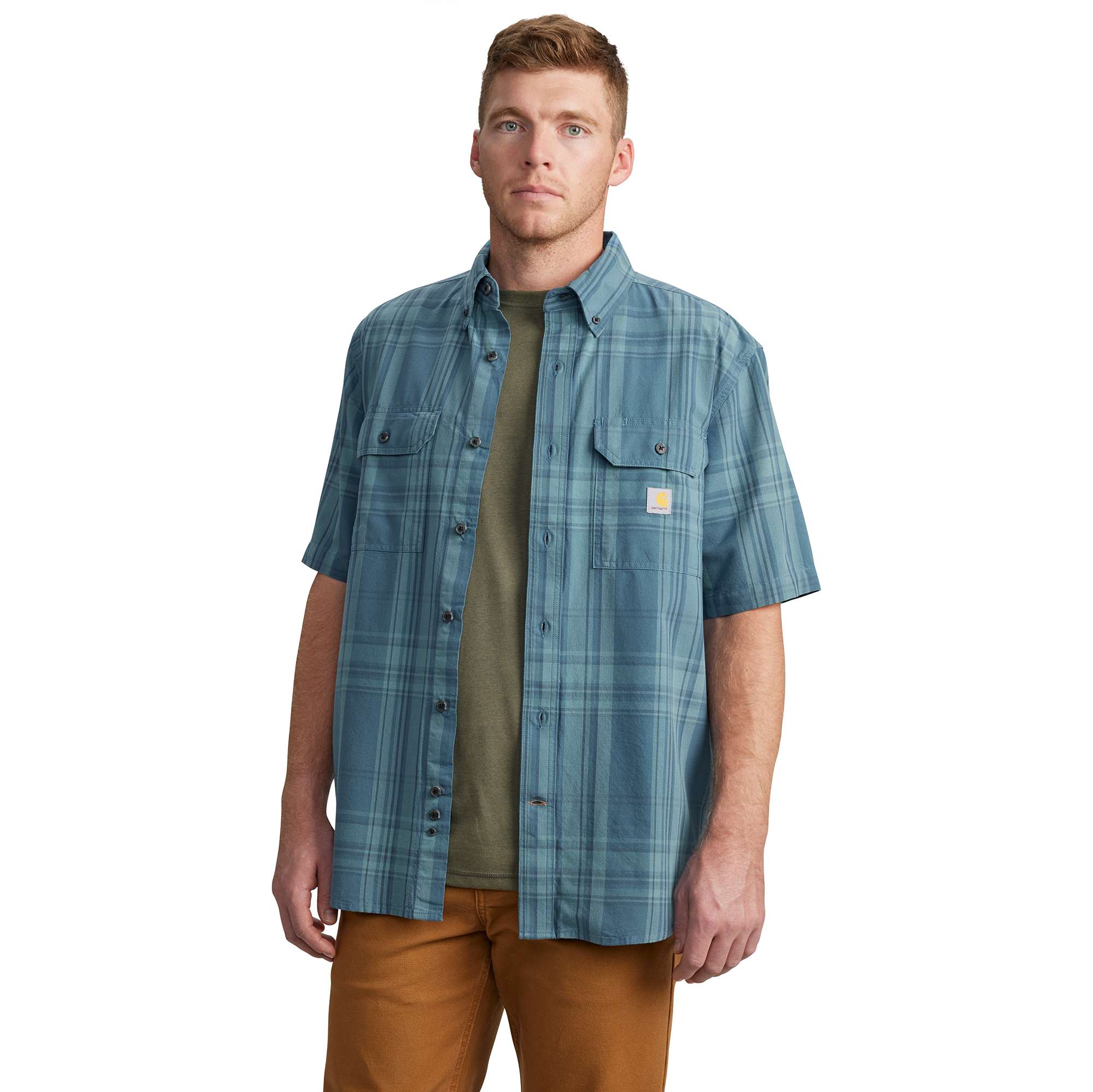 Additional thumbnail 1 of Loose Fit Midweight Short-Sleeve Plaid Shirt