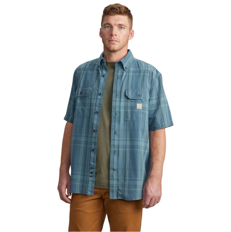 Carhartt  Storm Blue Loose Fit Midweight Short-Sleeve Plaid Shirt