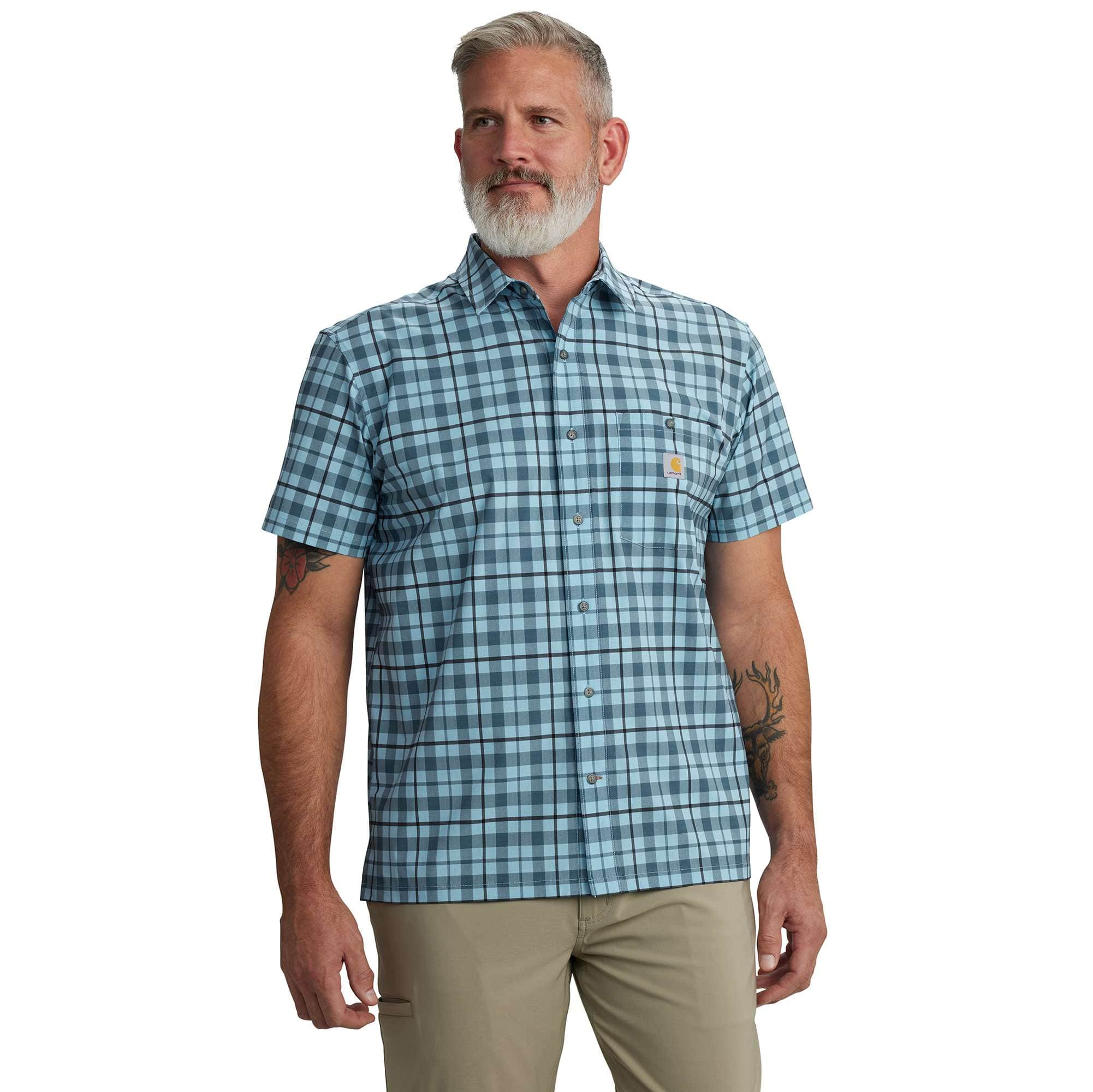 Additional thumbnail 1 of Force Sun Defender™ Relaxed Fit Lightweight Short-Sleeve Plaid Shirt