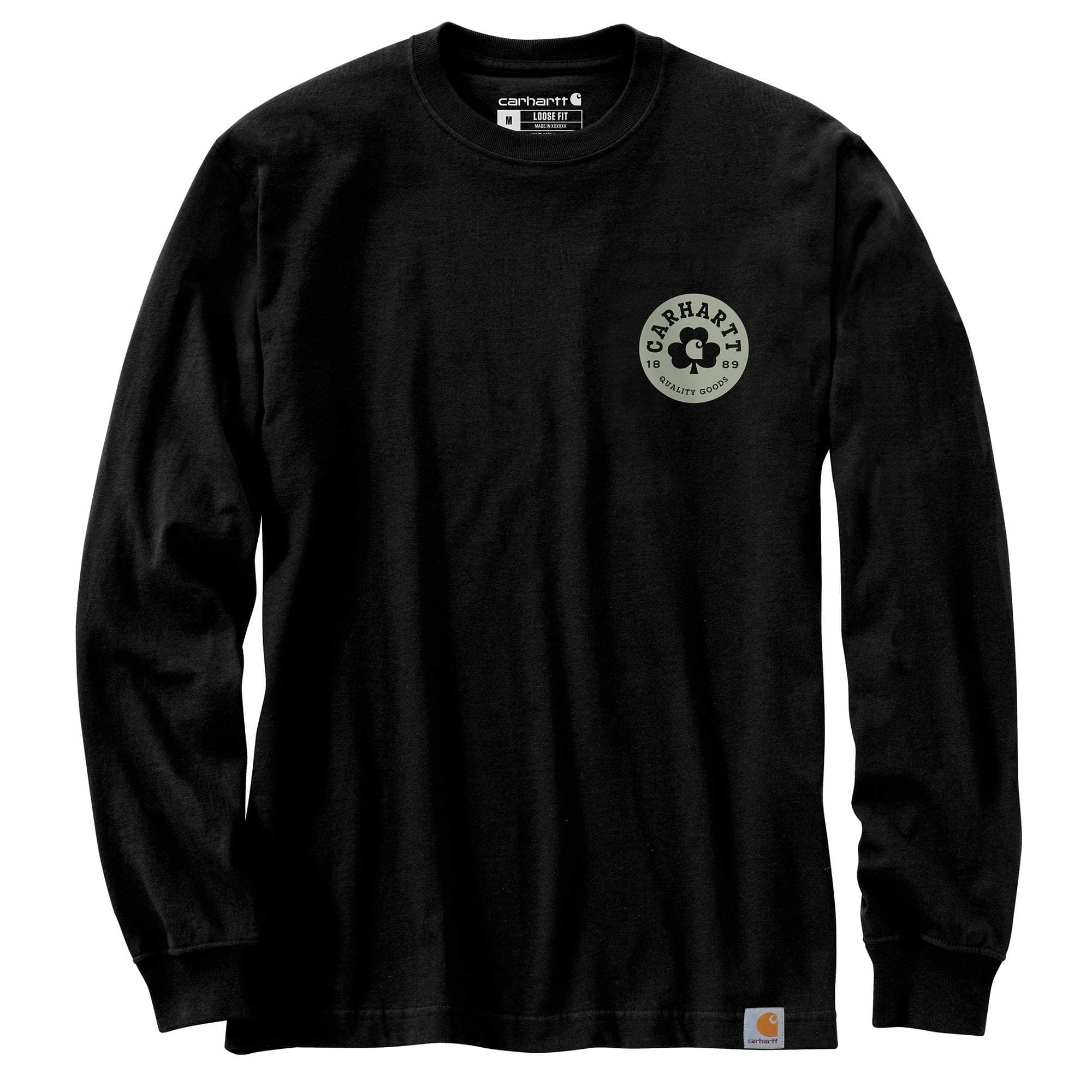 Loose Fit Heavyweight Long-Sleeve Shamrock Graphic T-Shirt