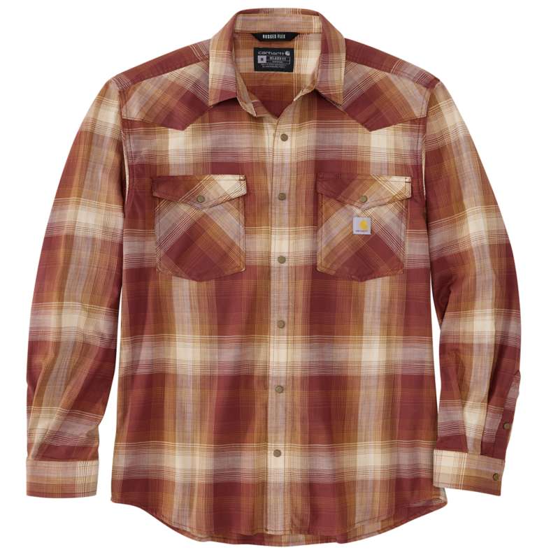 Carhartt  Barnwood Montana Rugged Flex™ Relaxed Fit Lightweight Long-Sleeve Snap-Front Plaid Shirt