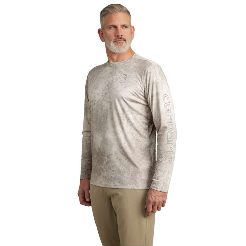 Carhartt  Light Gray Watercolor Camo Force Sun Defender™ Lightweight Long-Sleeve Print T-Shirt