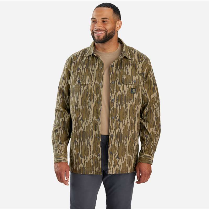 Carhartt  Mossy Oak Bottomland Camo Rugged Flex® Relaxed Fit Canvas Fleece-Lined Camo Shirt Jac