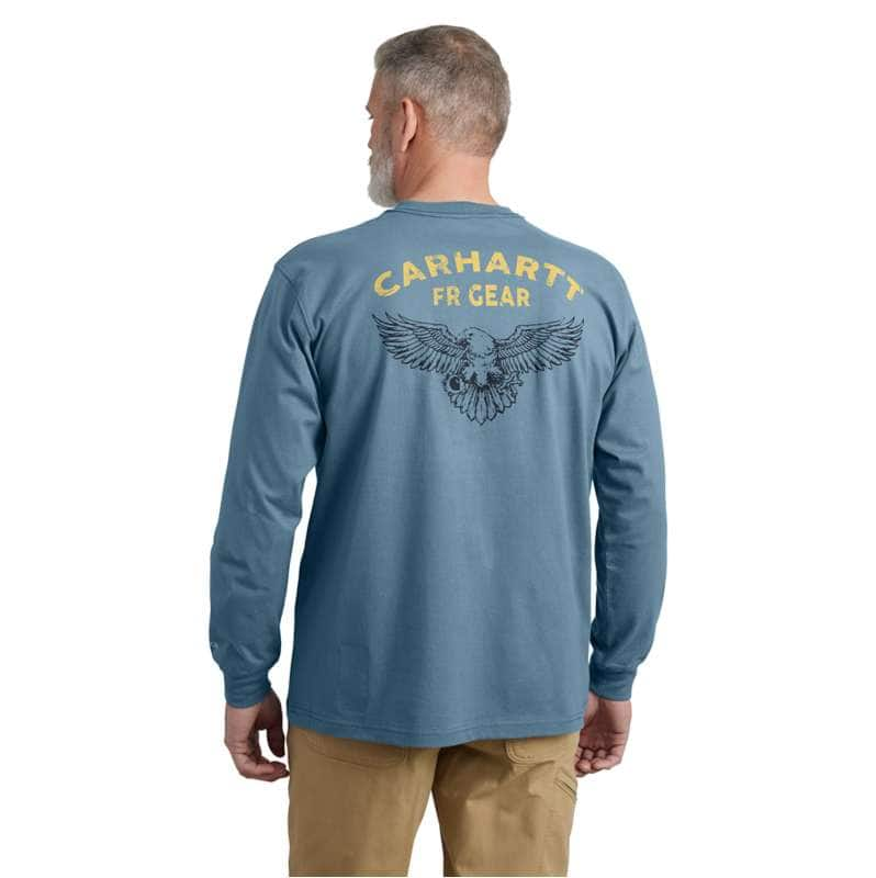 Carhartt  Storm Blue Flame Resistant Carhartt Force® Loose Fit Long-Sleeve Lightweight Eagle Graphic T-Shirt