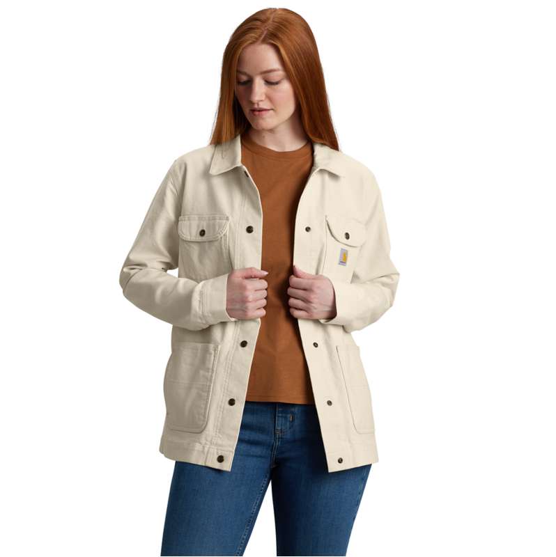 Carhartt  Undyed Ecru Women's Rugged Flex® Loose Fit Canvas Chore Coat - 1 Warm Rating