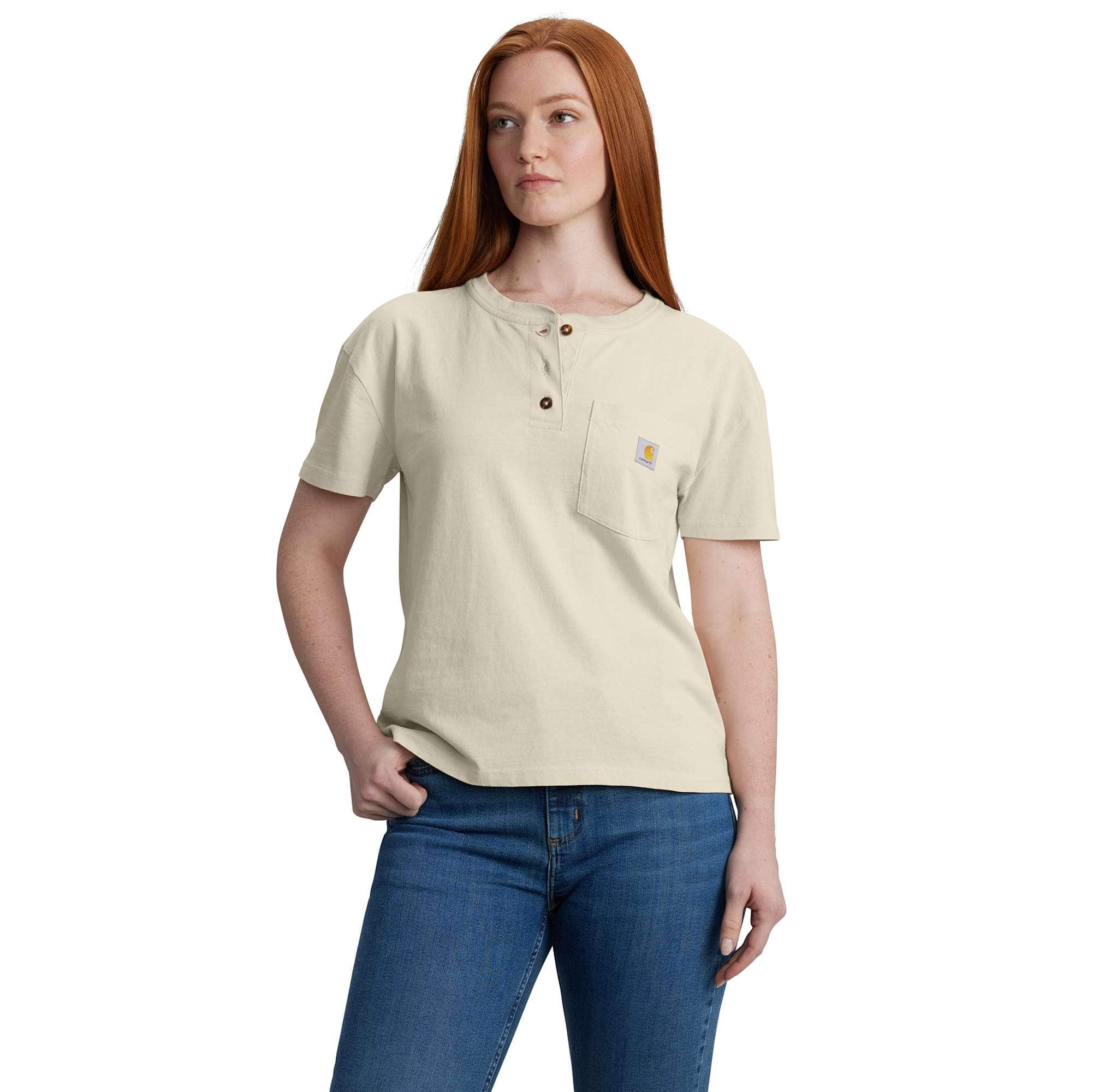Additional thumbnail 1 of Women's Loose Fit Short-Sleeve Heavyweight Henley T-Shirt