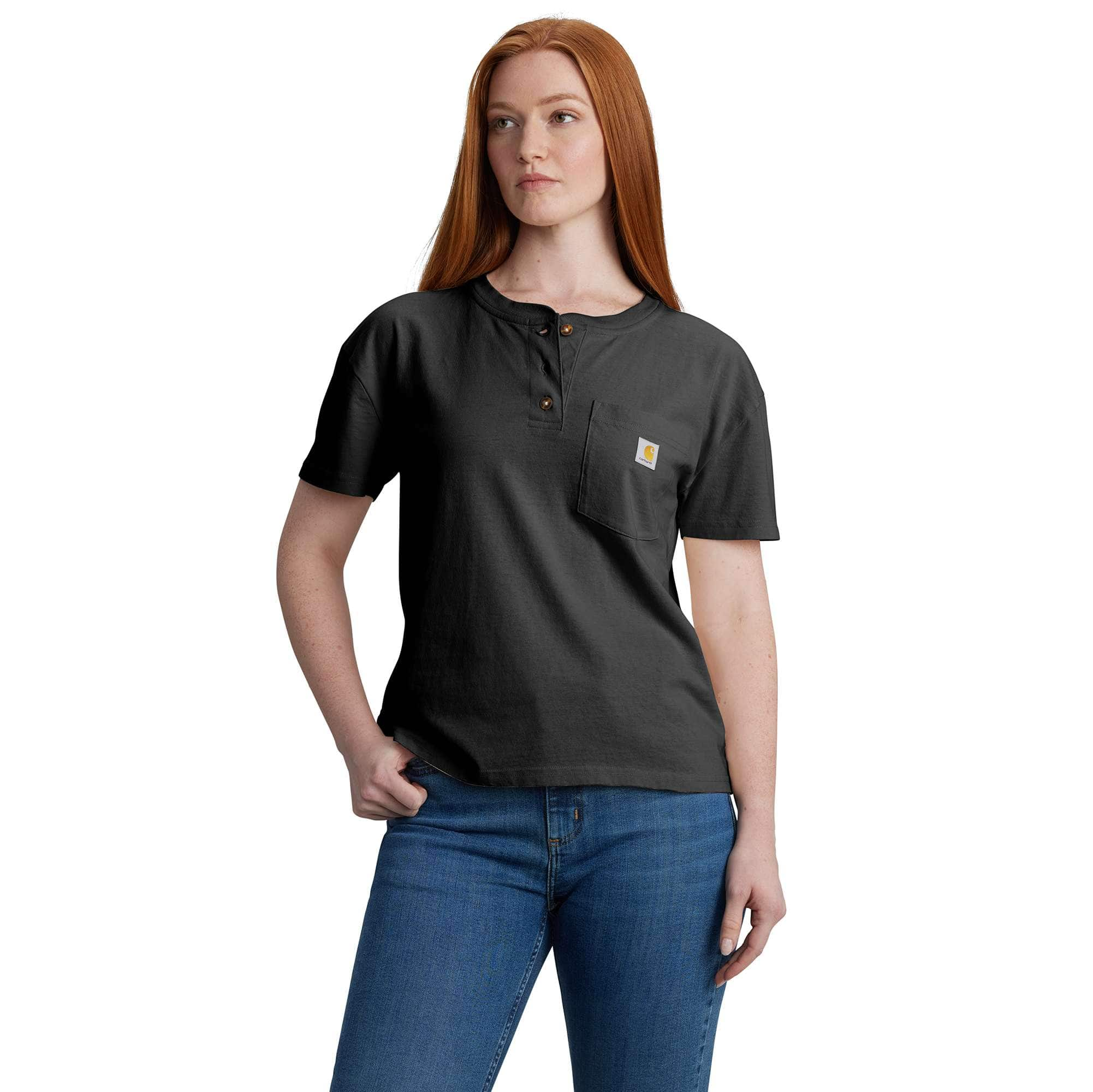 Additional thumbnail 1 of Women's Loose Fit Short-Sleeve Heavyweight Henley T-Shirt