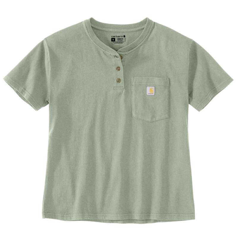 Carhartt  Sage Heather Women's Loose Fit Short-Sleeve Heavyweight Henley T-Shirt