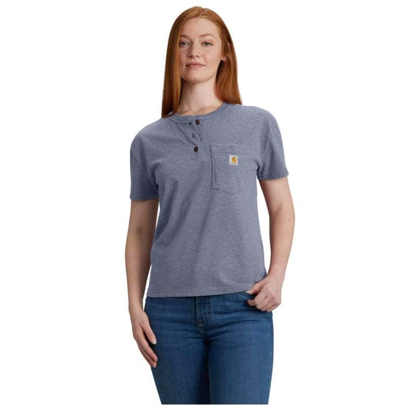 Carhartt  Wisteria Heather Women's Loose Fit Short-Sleeve Heavyweight Henley T-Shirt