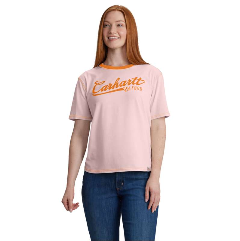 Carhartt  Soft Rose Women's TENCEL™ Fiber Series Short-Sleeve Ringer Graphic T-Shirt