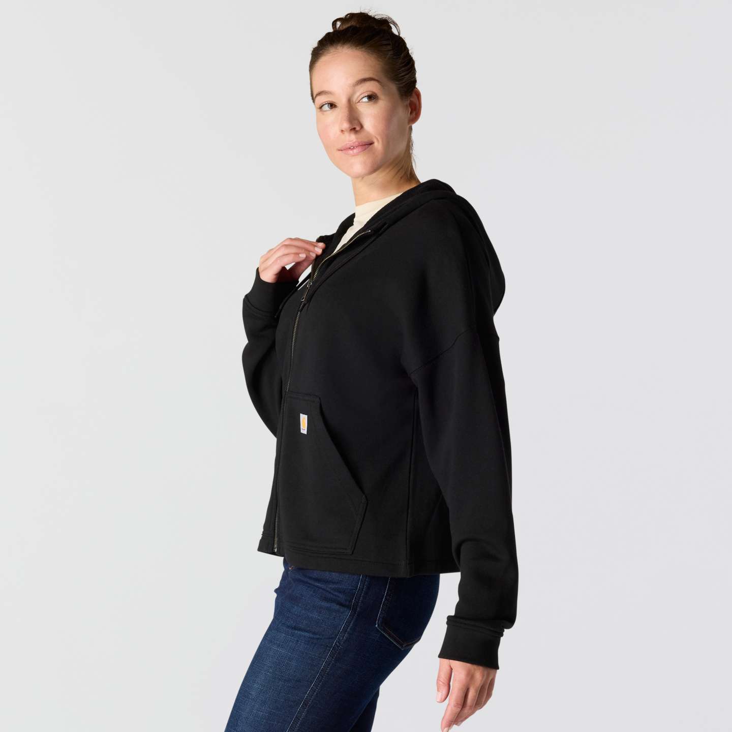Женские толстовки Carhartt Tencel™ Fiber Series Full-Zip, цвет: Чёрный — фото 2