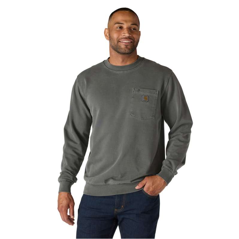 Carhartt  Shadow Relaxed Fit Midweight Garment Dye French Terry Crewneck Pocket Sweatshirt