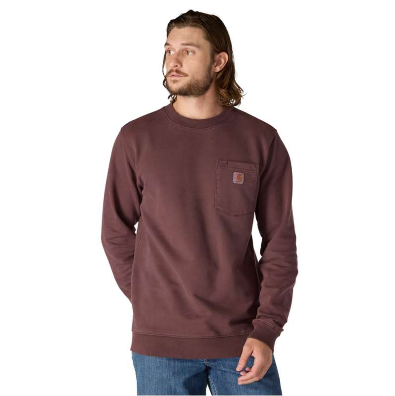 Carhartt  Dark Sepia Relaxed Fit Midweight Garment Dye French Terry Crewneck Pocket Sweatshirt