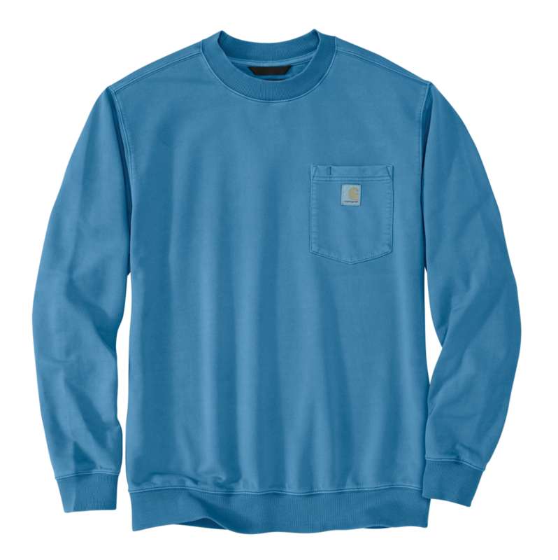 Carhartt  Horizon Blue Relaxed Fit Midweight Garment Dye French Terry Crewneck Pocket Sweatshirt