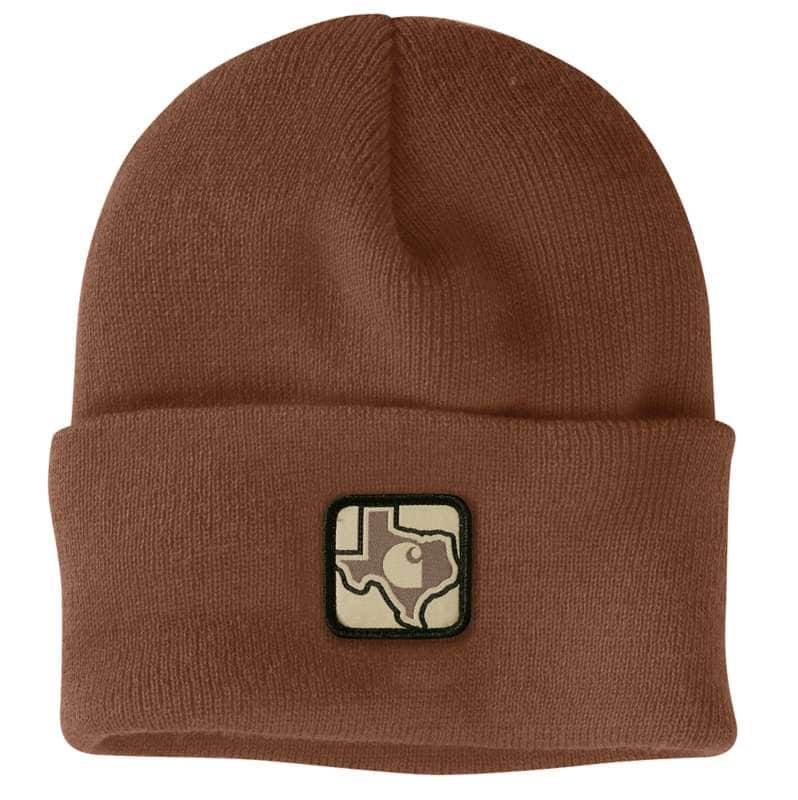 Carhartt  Mocha Knit Cuffed Texas Patch Beanie