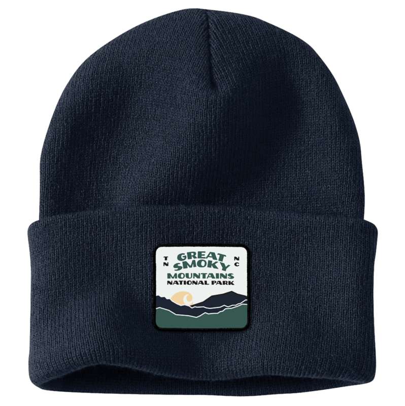 Carhartt  Navy Knit Cuffed Smoky Mountain National Park Patch Beanie