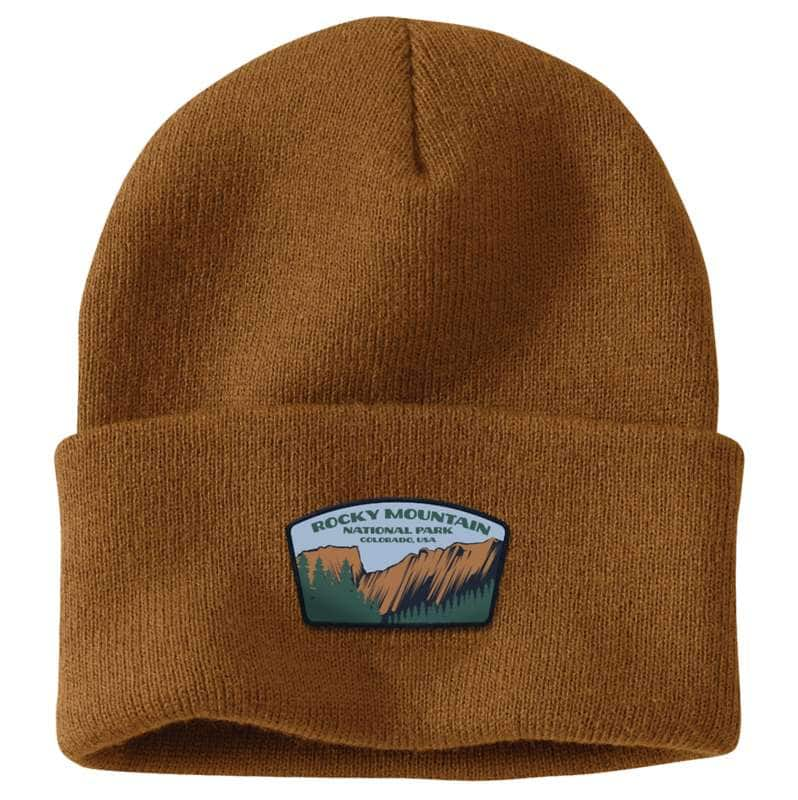 Carhartt  Carhartt Brown Knit Cuffed Rocky Mountain National Park Patch Beanie