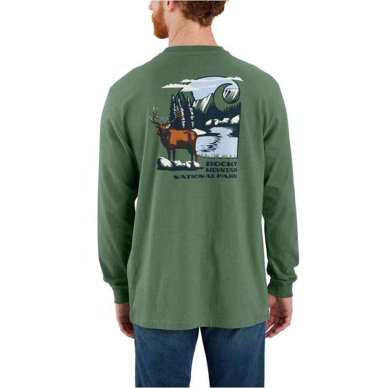 Carhartt  Frosted Balsam Loose Fit Heavyweight Long-Sleeve Rocky Mountain National Park Graphic T-Shirt