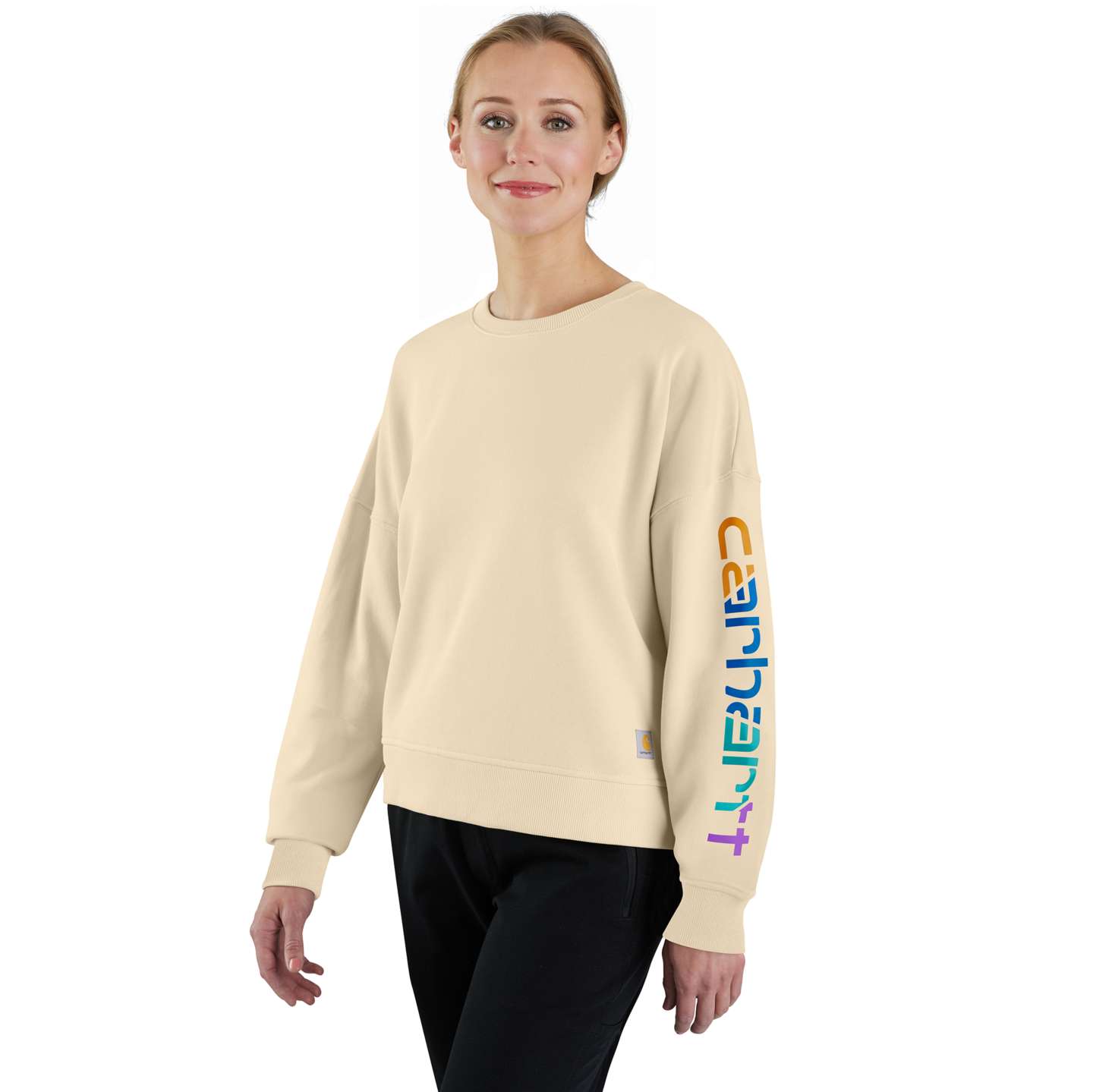 Женская толстовка Carhartt Tencel™ Fiber Series Loose Fit Sleeve Graphic, цвет: Овсяное молоко — фото 1