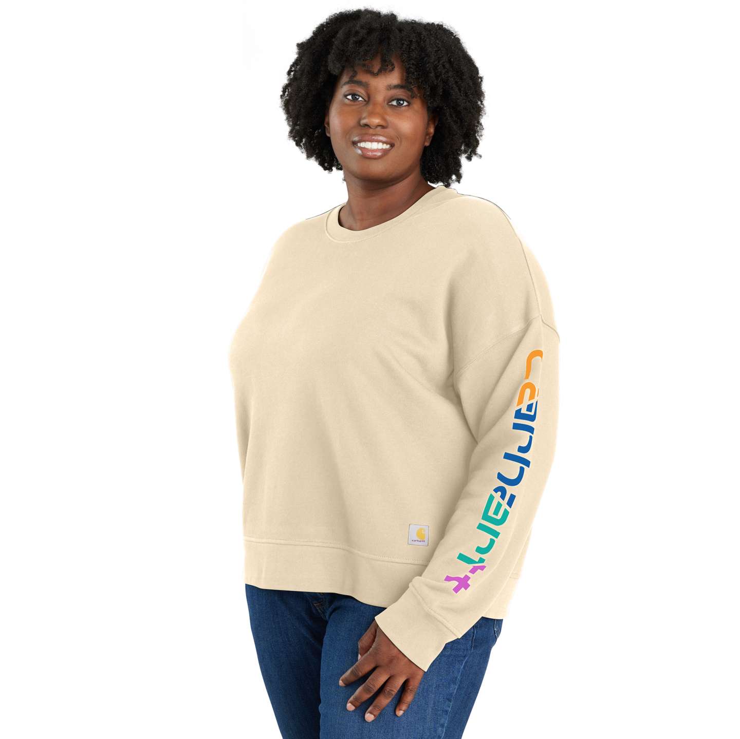 Женская толстовка Carhartt Tencel™ Fiber Series Loose Fit Sleeve Graphic, цвет: Овсяное молоко — фото 3