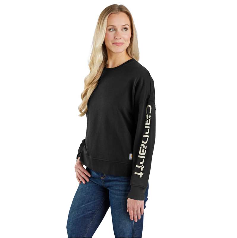 Carhartt  Black Women's TENCEL™ Fiber Series Loose Fit Sleeve Graphic Sweatshirt