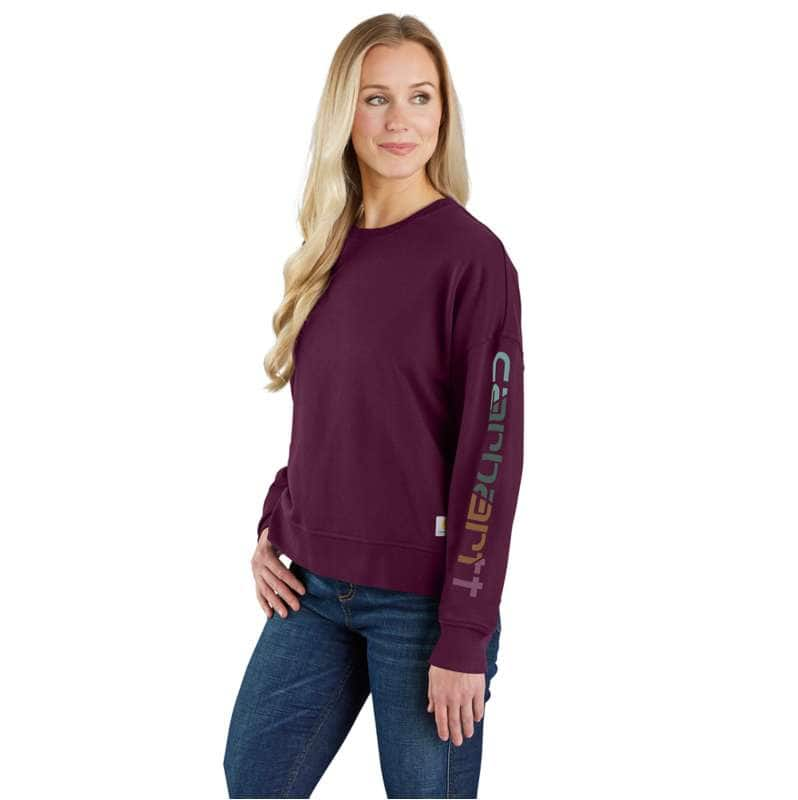 Carhartt  Eggplant Women's TENCEL™ Fiber Series Loose Fit Sleeve Graphic Sweatshirt