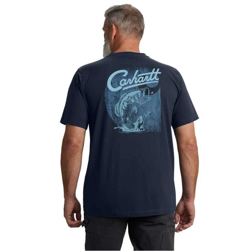 Carhartt  Navy Relaxed Fit Lightweight Short-Sleeve Pocket Fish Graphic T-Shirt