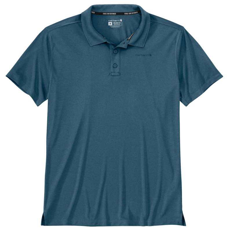 Carhartt  Storm Blue Heather Force Sun Defender™ Relaxed Fit Lightweight Short-Sleeve Polo