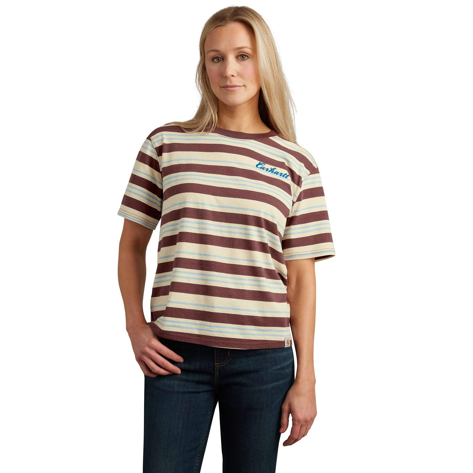 Additional thumbnail 1 of Women's TENCEL™ Fiber Series Loose Fit Short-Sleeve Striped T-Shirt