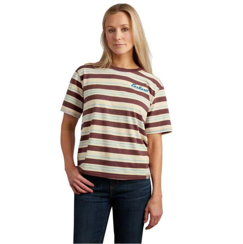 Carhartt  Barnwood Stripe Women's TENCEL™ Fiber Series Loose Fit Short-Sleeve Striped T-Shirt