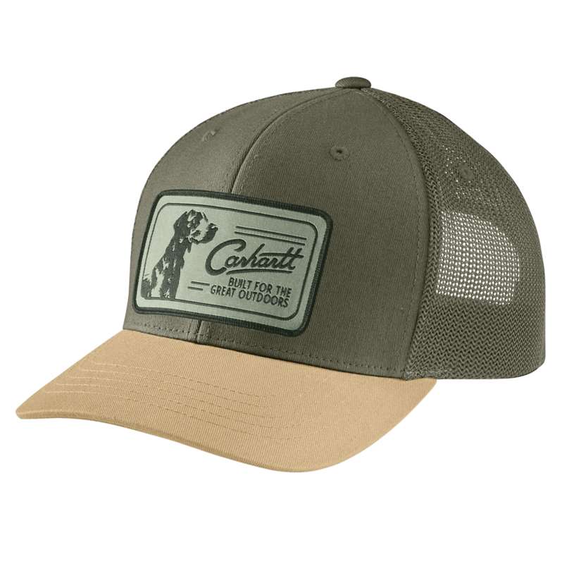 Carhartt  Dusty Olive Canvas Mesh-Back Dog Patch Cap