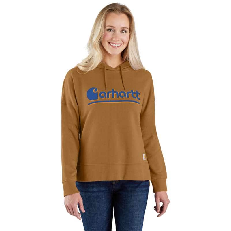 Women's Relaxed Fit Midweight Logo Sleeve Graphic Printed Sweatshirt