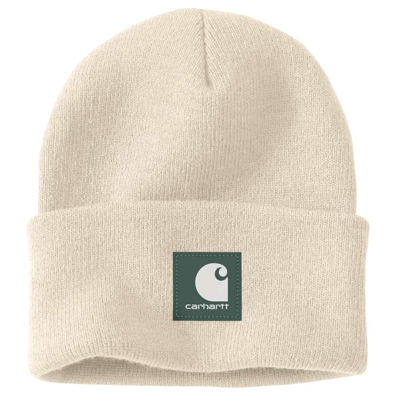 Carhartt  Oat Milk Knit Rubber Patch Beanie