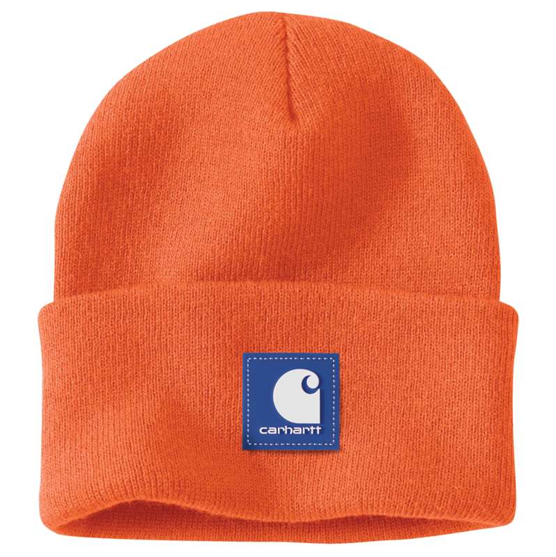Carhartt  Brite Orange Knit Rubber Patch Beanie